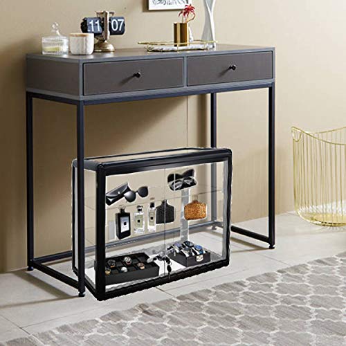 24”W X 12”D X 18”H Counter Top Showcase with Aluminum Frame and Tempered Glass Display Case (Black)