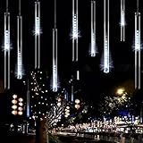 LEDスノーフォールライト 50cm 10本 【3M延長コード付き】 540球 コード直径1.8mm 防雨型 イルミネーション クリスマス LEDスノードロップライト 流れ星 (クリアコード, ホワイト)