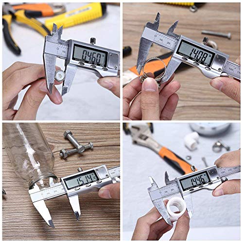 Electronic Digital Vernier Caliper, LOUISWARE Stainless Steel Caliper 150mm/0-6 inch Measuring Tools with Extra-Large LCD Screen, inch/Metric Conversion