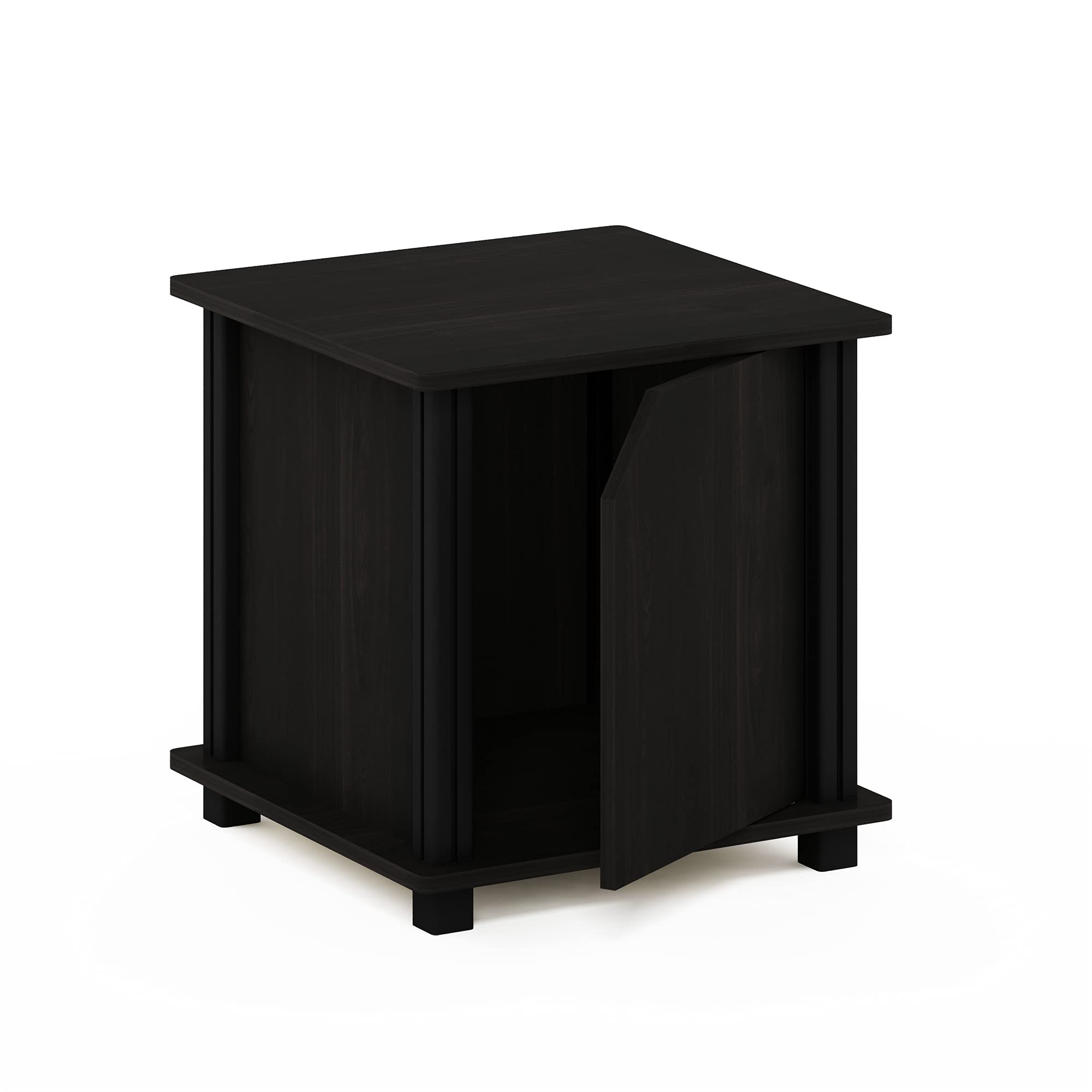 Furinno Brahms End Side Sofa Table/Nighstand with Storage, 1-Pack, Espresso/Black