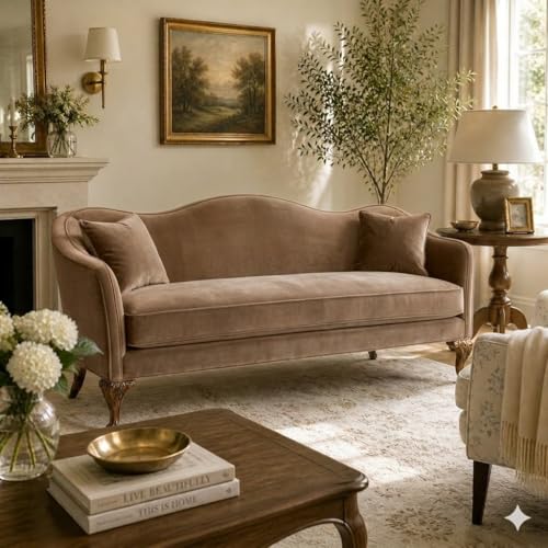 Image of Chaise Lounge Royal Carving Sofa Design Golden Polished and Leatherette Cover (Brown)