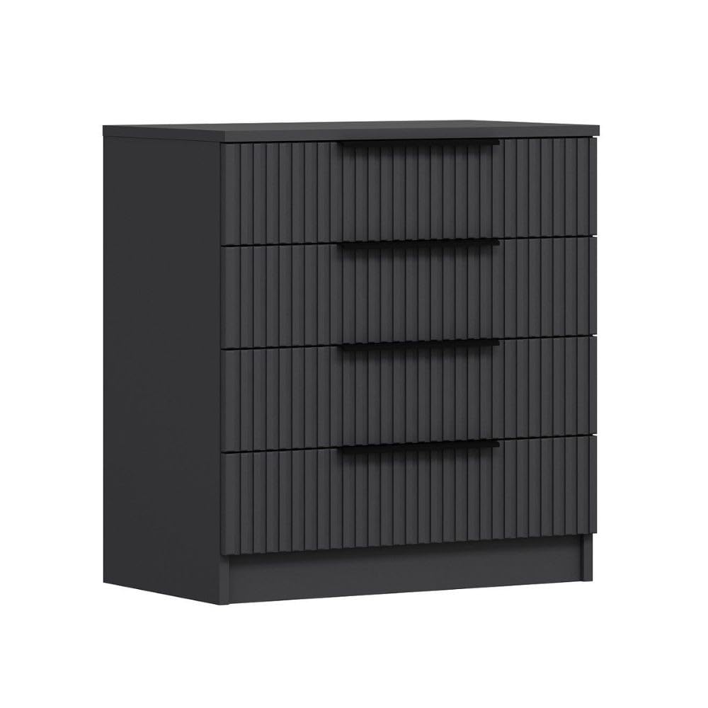 Cassettiera 4 cassetti Kale Antracite Effetto cannettato 72x42x77H