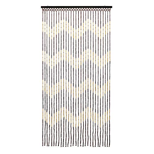 JVL Provence Hanging Wooden Beaded Door Curtain Zig Zag