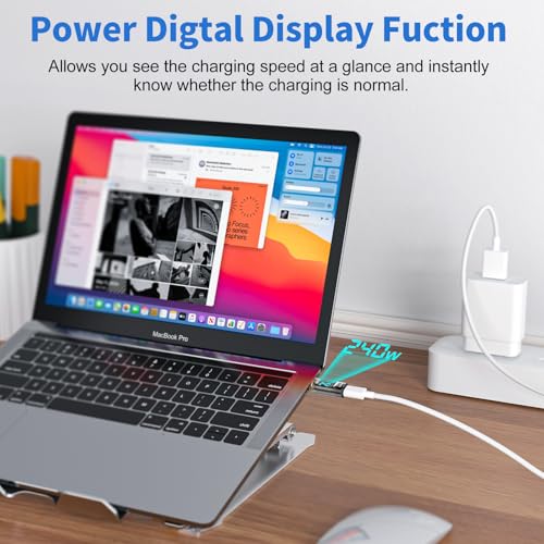 240w usb c adapter power meter tester 2 pack - wattage voltage amperage led digital display type c male to female extension connector for iphone 1516 macbook ipad amp more usb-c cablesdevices