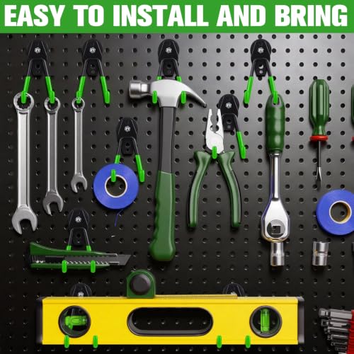 Image of Landhoow 18 Pcs Large Magnetic Hooks Heavy Duty Garage Magnet Hooks Strong Storage Utility Magnetic Hangers with Anti Slip Rubber Coating for Indoor and Outdoor Hanging (Green)