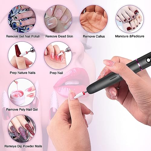 MAYCREATE® Nail Drill Machine with Drill Bit 3 Speeds USB Nail Drill Machine for Acrylic Gel Nail, Salon Nail Drill Machine Portable Manicure Pedicure Drill for Nair Art, DIY... - Image 3