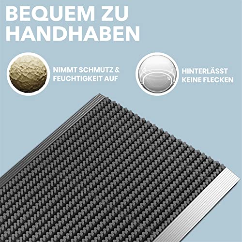 Outdoor mat aluminium with gray brushes 40 x 60 cm, dirt trapper mat, outdoor mat, aluminium outdoor doormat - Image 2