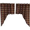 Vhc brands heritage farms window curtains primitive check swag set of 2 36x36x16  urban country home decor