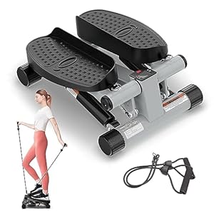 Niceday Mini Stepper met weerstandsbanden, up-down stepper, trapklimmer, multifunctionele LCD-monitor, antislip pedaal, thuistraining, benen armen en volledige lichaamstraining