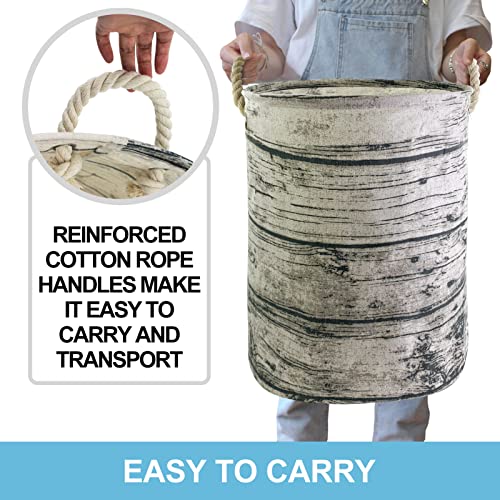 Mziart Unique Tree Stump Large Laundry Basket Bag With Rope Handles, Collapsible Wood Grain Waterproof Laundry Hamper Stylish Storage Basket Bin Organizer For Toys Clothes Kids Bedroom Nursery #TOP2