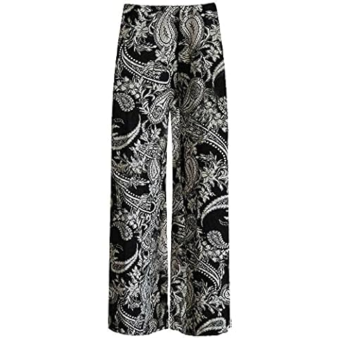 Ravi 1999 Fashion Ltd Ladies Womens Printed Palazzo Skull Rose Leopard Paisley Print Wide Leg Flared Elasticated Stretch Trousers Plus (S-M, Paisley) Cover