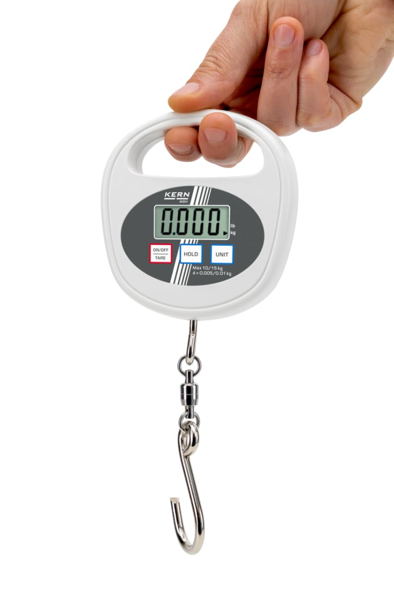 KERN MBH 15K-3 - Bilancia sospesa per neonati e ostetriche, leggibilità [d]: 5 g | 10 g, campo di pesatura [max]: 10 kg | 15 kg, pesatura silenziosa nel panno, struttura mobile e due aree di pesatura