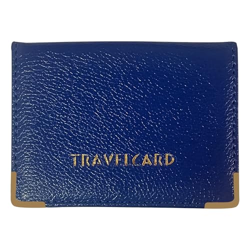 FATASH Travel Card Holder PU Leather Oyster Card Cover Bus Pass Rail Ticket Photo ID Wallet with 4 Pockets Compact & Slim Unisex RFID Blocking Credit Card Case for Men Women & Kids - Blue