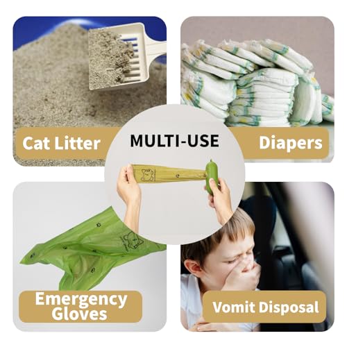 Image of Dog Poop Bags With Dispenser, Strong and Leak-proof Waste Bags for Pets, Floral Scented, 270 Count (18 Packs of 15), 13 Inch x 9 Inch (Khaki)