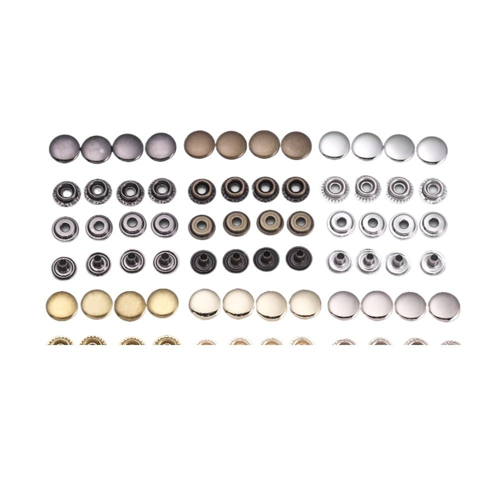 Sunrrafck White-Nickel 10Set/Pack Brass Leather Snap Fasteners Heavy Duty Poppers Craft Accessory Sewing Button 12.5/15Mm 2Size For Choose(,12.5Mm-(203))