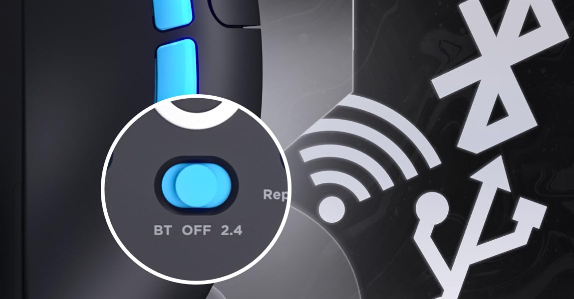 HATOR Pulsar 3 Pro Wireless Ratón Gaming inalámbrico, 65g Ultraligero, PixArt PAW3950, 30000 dpi, Optical Switches 100M, 1000Hz, 2.4GHz/Bluetooth 5.1/USB-C, PTFE Skates, 600mAh, 120h, PC/Mac (Negro)