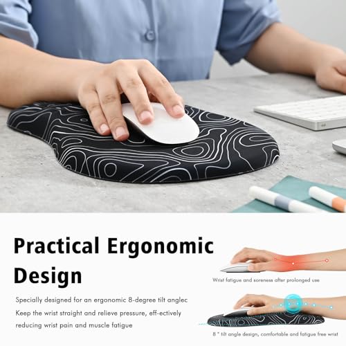 Image of EooCoo Mouse Pad Wrist Support with Massage Design,Ergonomic Mouse Mat,Mousepad Wrist Rest Pain Relief with Memory Foam&Non-Slip Silicone Base,Gaming Mouse Pads for Desk Accessories (12x8 inch,Stripe)