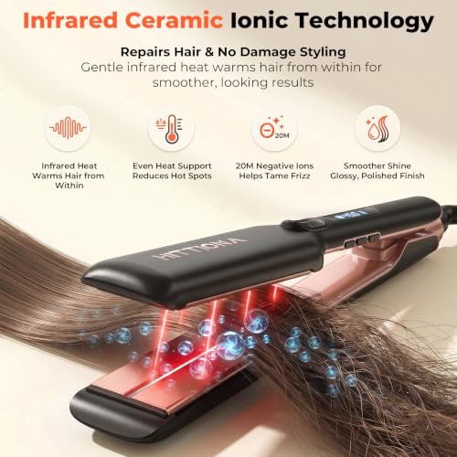 1 75 Wide Ceramic Hair Straightener for Women Infrared Ionic Flat Iron - image 4