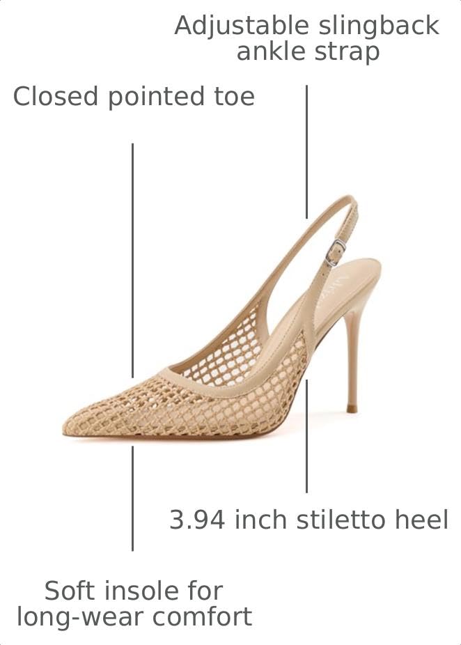 Image of Adrizzlein Slingback Heels for Women Stiletto High Heels Pumps