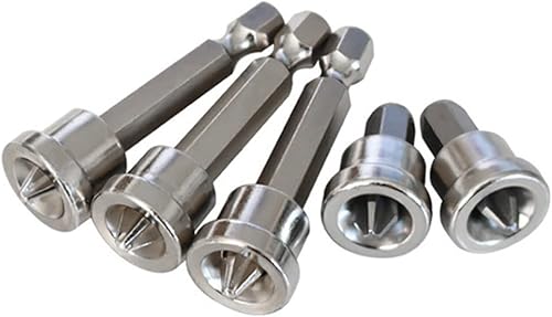 Juego de 5 puntas de destornillador de posicionamiento magnético, fijador de tornillos PH2 para placas de yeso, vástago hexagonal, cabeza de lote (3