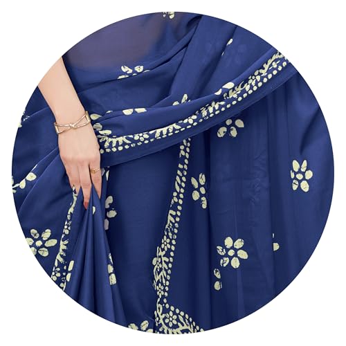 Image of MIRCHI FASHION Saree for Woman Chiffon Batik Printed | Lightweight Daily Wear Women's Office Sari with Blouse Piece (Available in 40 Colours)