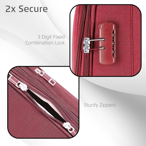 Image of Safari Dynamo Set of 3 (Cabin + Medium + Large) Trolley Bags Polyester Expandable Soft Luggage, 4 Wheels 360 Degree Wheeling, Travel Bag, Suitcase for Travel, Trolley Bags for Travel (Maroon)