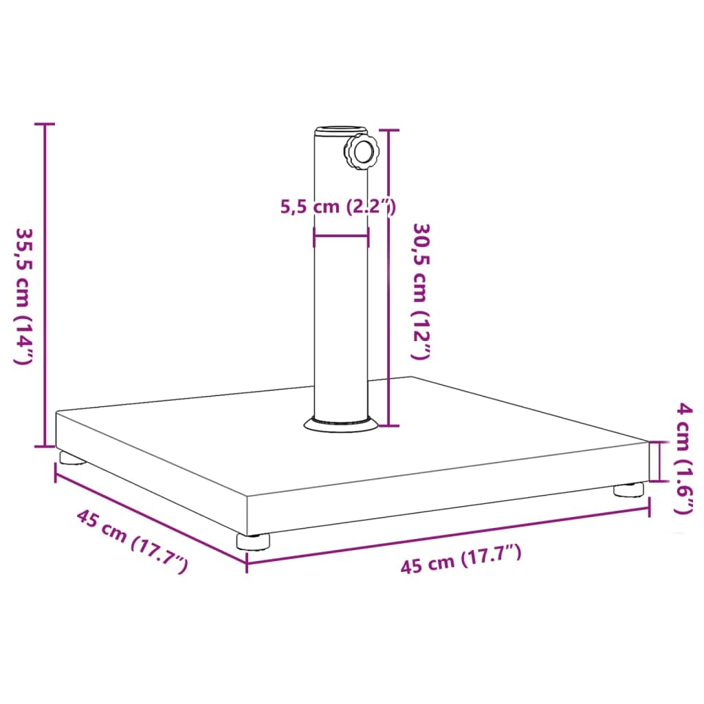 Stojak na parasol przeciwsłoneczny ze stali i betonu, 25 kg, z 3 adapterami, do masztu 32/38/48 mm, kwadratowa podstawa parasola na balkon, taras, do ogrodu, stabilny uchwyt z regulowanymi