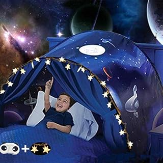 Nifogo Bed Tents For Girls Boys,Pop Up Tents For Kids With Light,Kids Dream Bed Tent,Sleep Tent,Children's Playrooms,Christmas Birthday Gifts (Space)