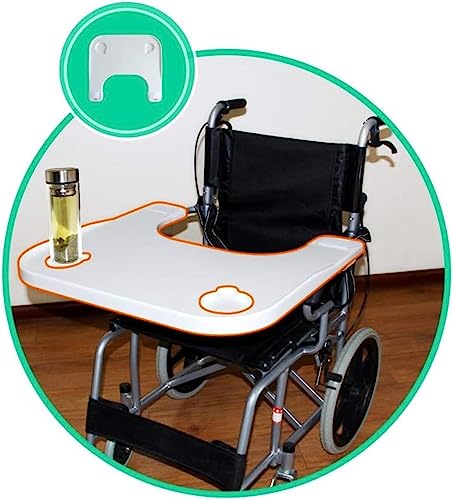 車椅子用ラップトレイ - 車椅子用テーブル カップホルダー 取り外し可能 ポータブル デスクアクセサリー 食事用 読書 休憩用 移動補助 フィット 大人用 トレイ