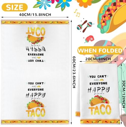 6 Pcs Funny Taco Kitchen Towels Taco Gifts 16 x 24 Inch Tacos Kitchen Decorative Dish Towels Taco Tuesday Gift for Housewarming Gift Taco Lover Accessories, Small