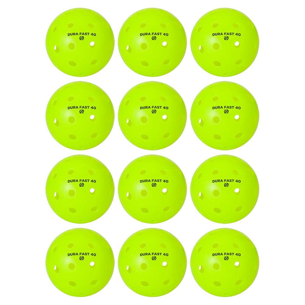 Dura Fast 40 Pickleballs | Outdoor pickleball balls | Neon | Dozen/Pack of 12 | USAPA Approved and Sanctioned for Tournament Play, Professional Perfomance
