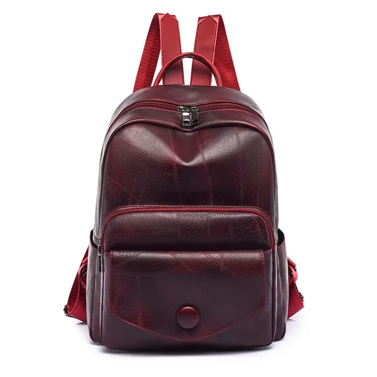 Sac à dos cuir femme vintage bordeaux : finies les affaires perdues grâce aux poches zippées