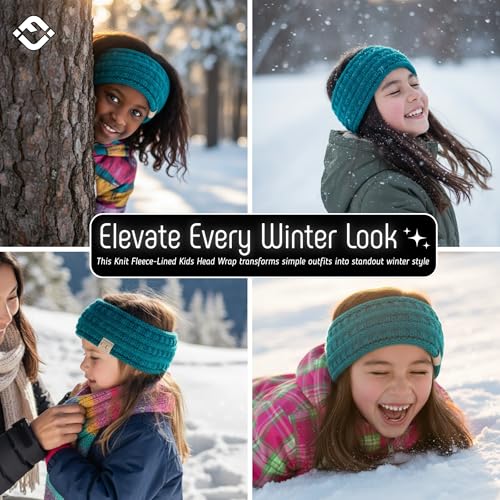 Image of Funky Junque EK32-21HWKIDS-46 Kids Headwrap Headband Ear Warmer - Teal