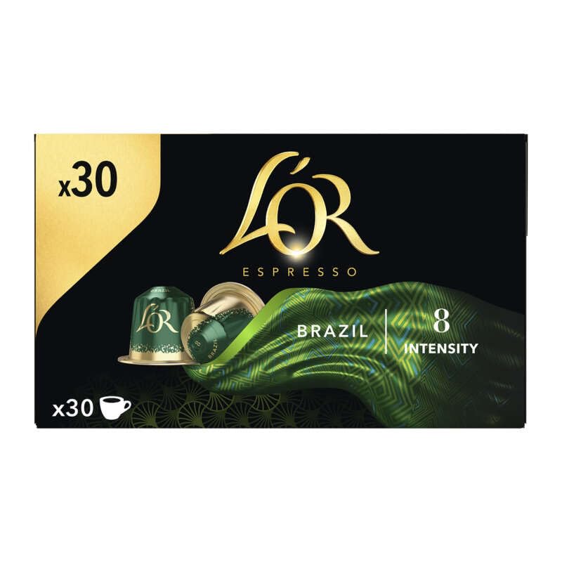 Café en capsules Espresso Brazil 30 unités 156g, torréfaction légère pour cafésinés, colation matinale, travail, maison