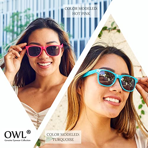 OWL Retro 80's Vintage Sunglasses Clear and Smoke Lens Colored Frame UV Protection3