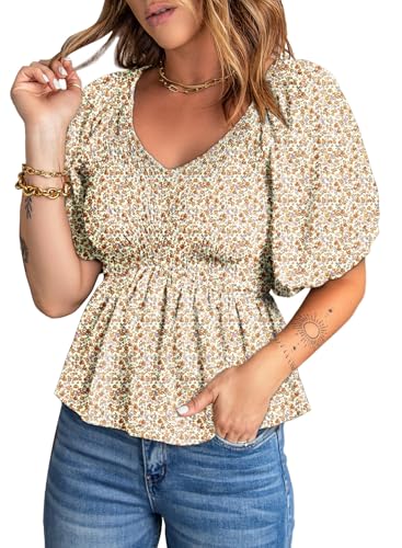 Acelitt Green Spring Summer Peplum Tops for Women 2025 Trendy