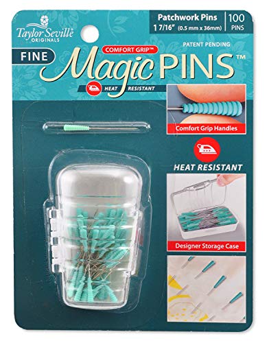 Taylor Seville Original Comfort Grip Magic Pins Patchwork Fine-Quilting Supplies-Sewing Supplies-Sewing Notions-100 Count