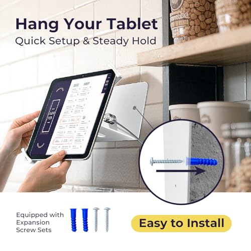 Image of Volcora Anti-Theft Tablet Stand iPad Kiosk Stand with Lock, White 10-13'' iPad Stand for Desk, Swivel, Adjustable iPad Holder for Desk, iPad Mount for Desk for POS Register, Retail Business, Cashier