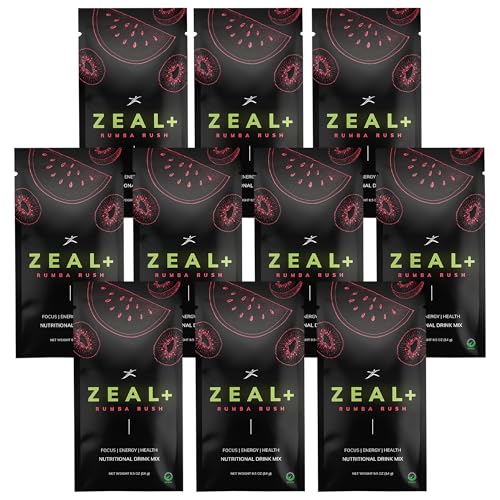Zurvita - Zeal+ Rumba Rush Flavor - Drink Mix with Alpinia Galangal, Green Coffee Leaf, Taurine & Guarana - Boost Productivity & Clear Thinking - 10ct