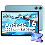 SVITOO Android Tablet 10 Inch, Android 16 Tablet for Kids Adults, Octa-Core, 20GB RAM 128GB Storage 1TB Expandable, Dual Cameras 8MP 2MP, Split Screen, 6600mAh GPS Dual Speakers Face Unlock WiFi- Blue