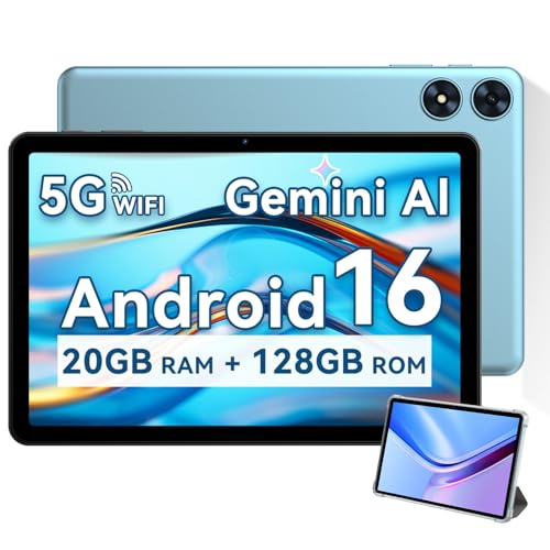 SVITOO Android Tablet 10 Inch, Android 16 Tablet for Kids Adults, Octa-Core, 20GB RAM 128GB Storage 1TB Expandable, Dual Cameras 8MP 2MP, Split Screen, 6600mAh GPS Dual Speakers Face Unlock WiFi- Blue