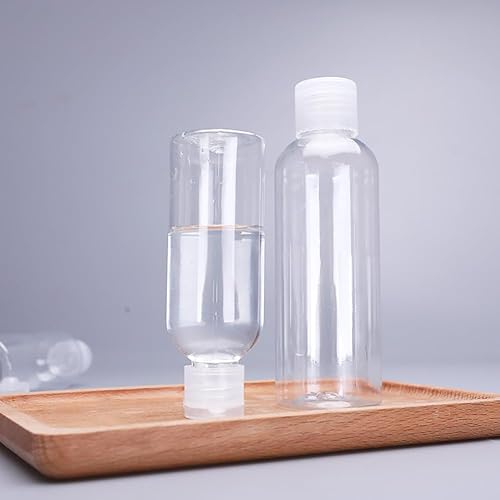 Miniatura 2 de ccHuDE 8 botellas de viaje de plástico de 3.4 fl oz, recipiente dispensador transparente vacío, botella de líquidos recargables con tapa abatible
