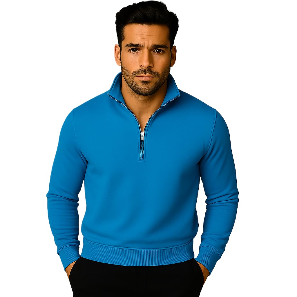 Men’s Fleece Half-Zip High Neck Sweatshirt | Warm & Stylish Winter Wear -M4380-image-26