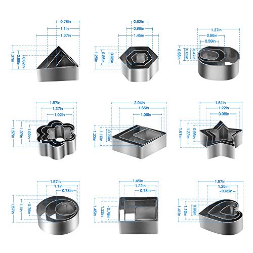 27Pcs Mini Cookie Cutters, Geometric Shapes Metal Cookie Biscuit Cutter Set, Star Flower Hexagon Round Heart Square Triangle Oval Stainless Steel Cutter For Baking #TOP5
