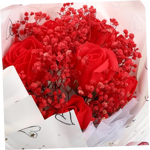 Ramo de flores secas para decoración de hogar rojo miniatura 6