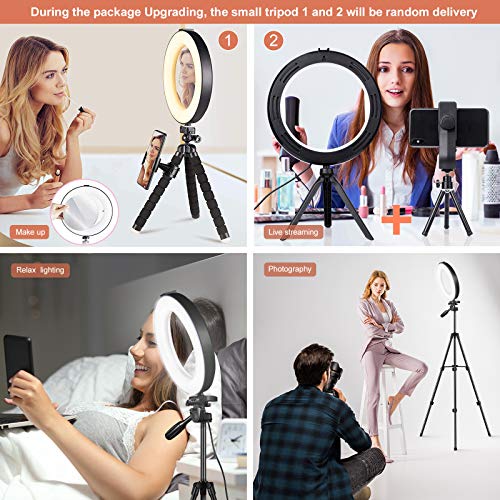 Selfie Ring Light - 14 Colors RGB Ring Light with 2 Adjustable Tripod Stand/Phone Holder/Camera Remote Shutter Best 10 Brightness Levels Dimmable LED Ring Light for Makeup,YouTube, Photography - Thumbnail 5