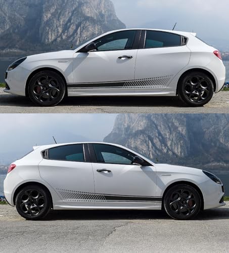  Fasce adesive laterali Worldcustom compatibili con Alfa Romeo Giulietta (NERO LUCIDO)