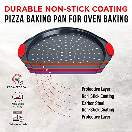 image for Bakken- Swiss Pizza Tray Carbon Steel Pizza Pan with Holes and Non-Sti
