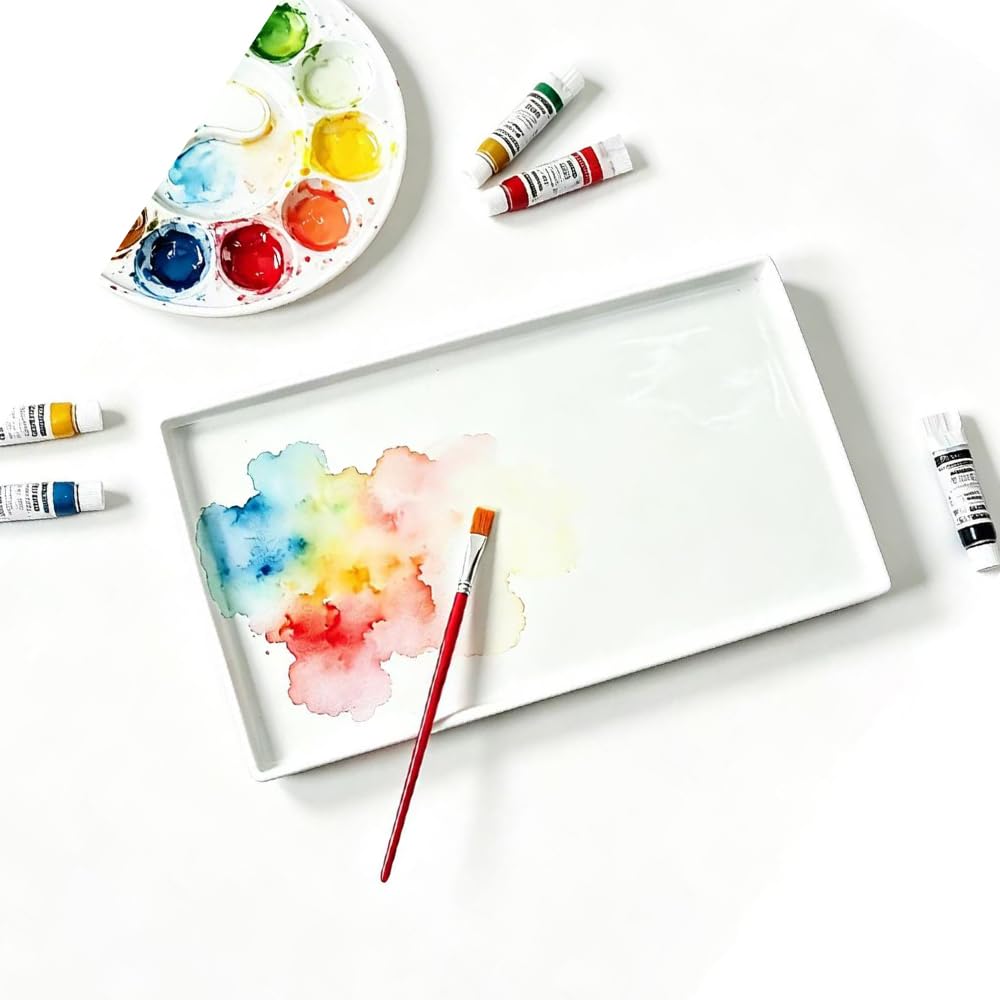 Paleta de pintura rectangular de 12 pulgadas en madera ligera para oleo y acrilico