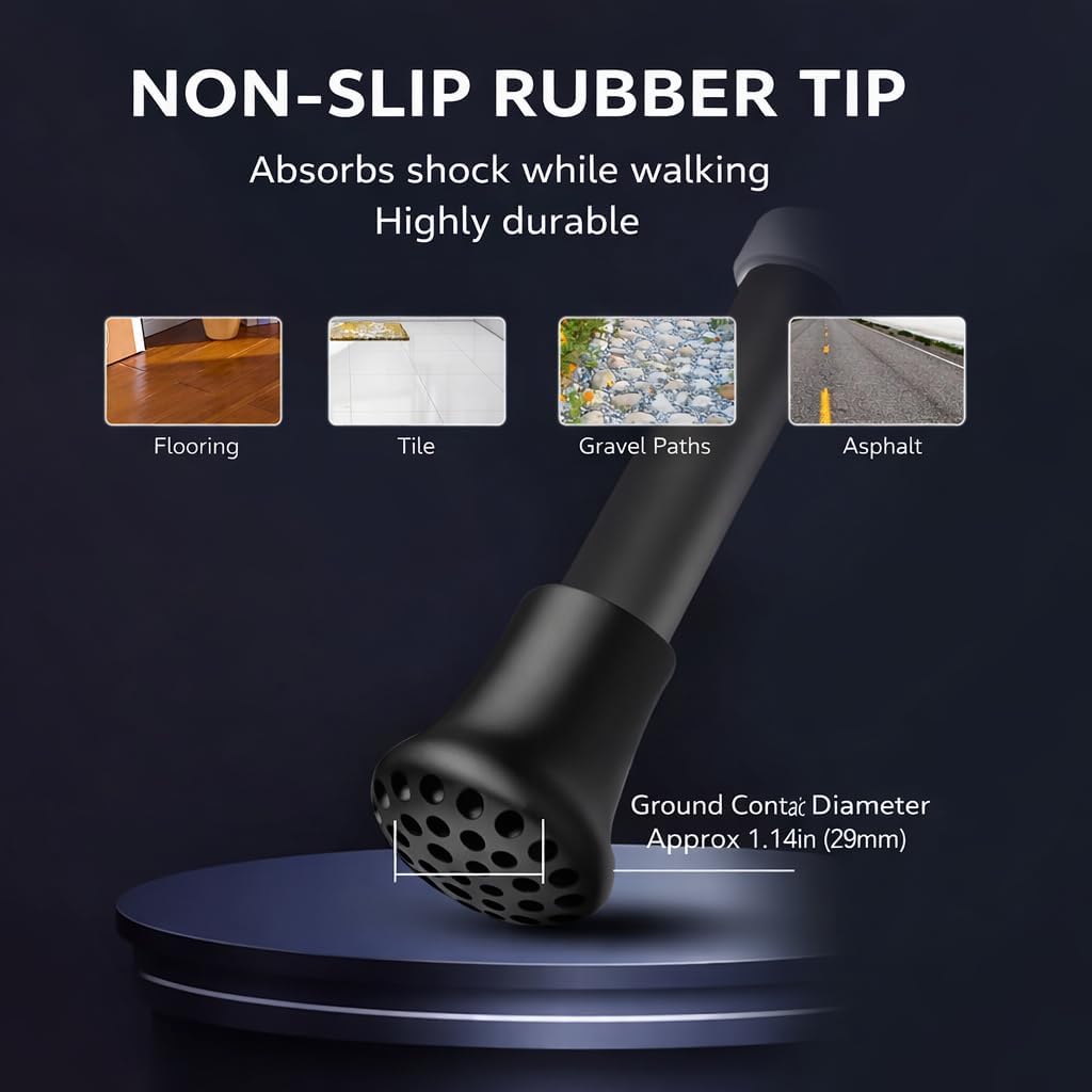 Titanium Alloy Walking Cane for Men & Women – Foldable & Adjustable Walking Stick with 2-in-1 T/L Ergonomic Handle, Lightweight & Heavy Duty Collapsible,Gray